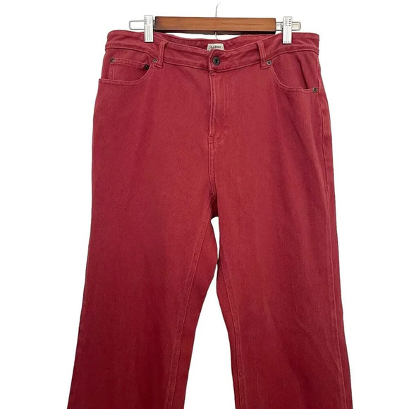 L.L. Bean Classic Fit Pants Size 12 Red Straight Leg Stretch - Picture 6 of 7